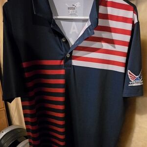 Puma Volition Men's Red, Whitw And blueStriped Shirt